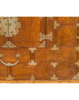 Korean Side Cabinet with Geometric Façade, Brass Hardware and Double Doors-9. Asian & Chinese Furniture, Art, Antiques, Vintage Home Décor for sale at FEA Home