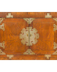 Korean Side Cabinet with Geometric Façade, Brass Hardware and Double Doors-10. Asian & Chinese Furniture, Art, Antiques, Vintage Home Décor for sale at FEA Home