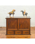 Japanese 19th Century Keyaki Wood Buffet with Sliding Doors and Three Drawers-3. Asian & Chinese Furniture, Art, Antiques, Vintage Home Décor for sale at FEA Home