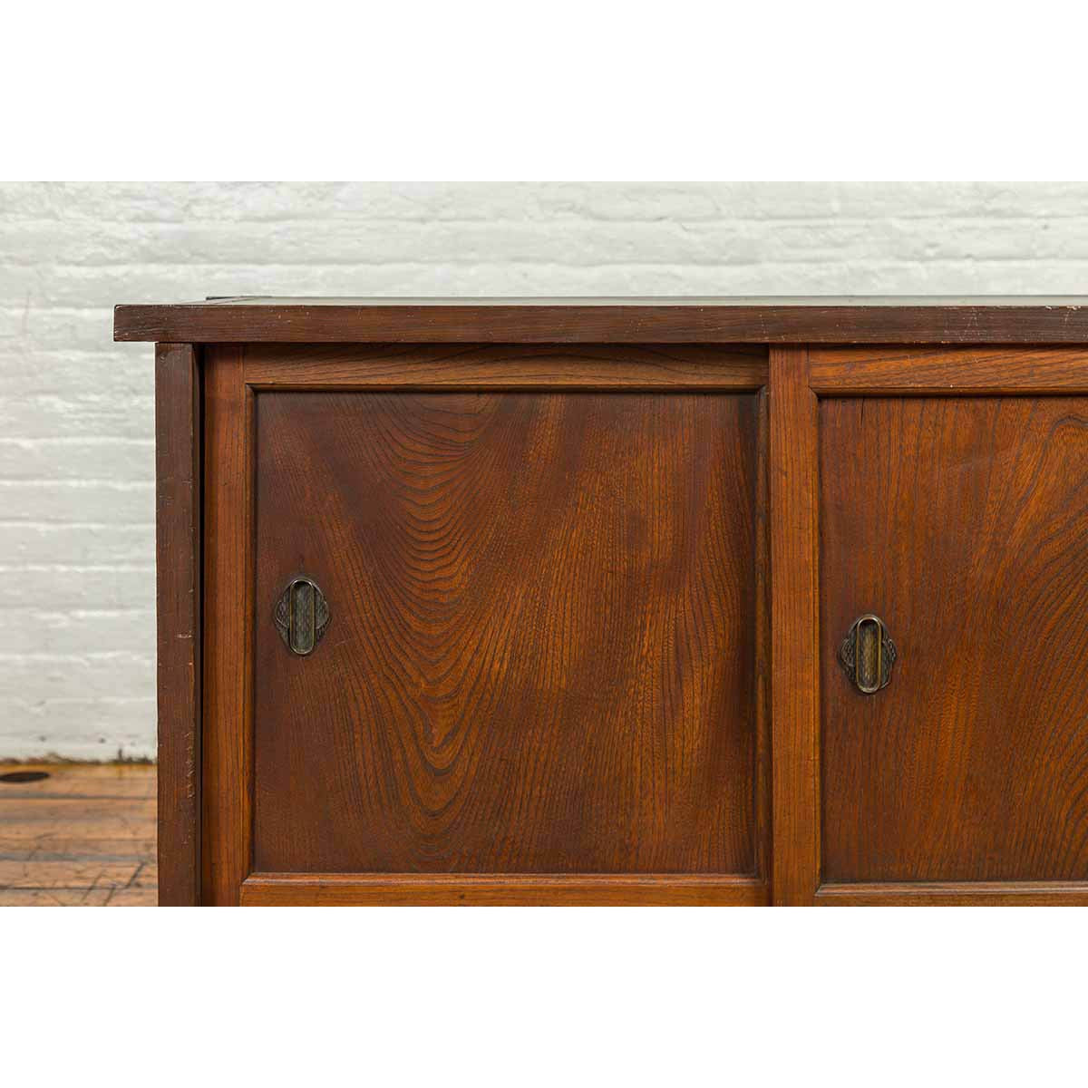 Japanese 19th Century Keyaki Wood Buffet with Sliding Doors and Three Drawers-7. Asian & Chinese Furniture, Art, Antiques, Vintage Home Décor for sale at FEA Home