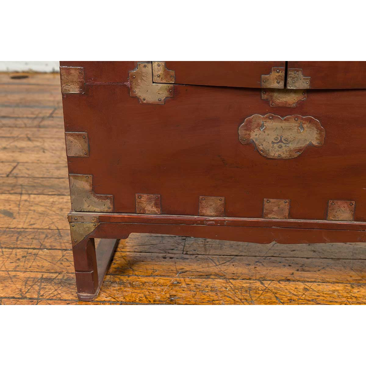 Korean Early 20th Century Side Chest with Traditional Brass Hardware and Legs-12. Asian & Chinese Furniture, Art, Antiques, Vintage Home Décor for sale at FEA Home