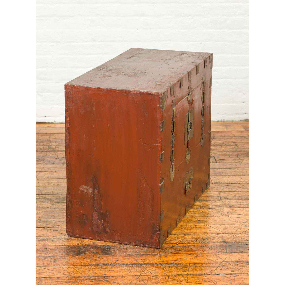 Korean Early 20th Century Chest with Double Doors and Traditional Brass Hardware-9. Asian & Chinese Furniture, Art, Antiques, Vintage Home Décor for sale at FEA Home