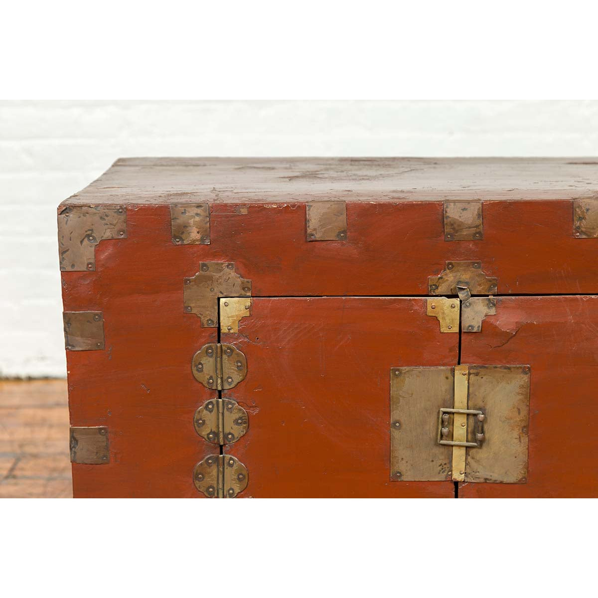 Korean Early 20th Century Chest with Double Doors and Traditional Brass Hardware-6. Asian & Chinese Furniture, Art, Antiques, Vintage Home Décor for sale at FEA Home