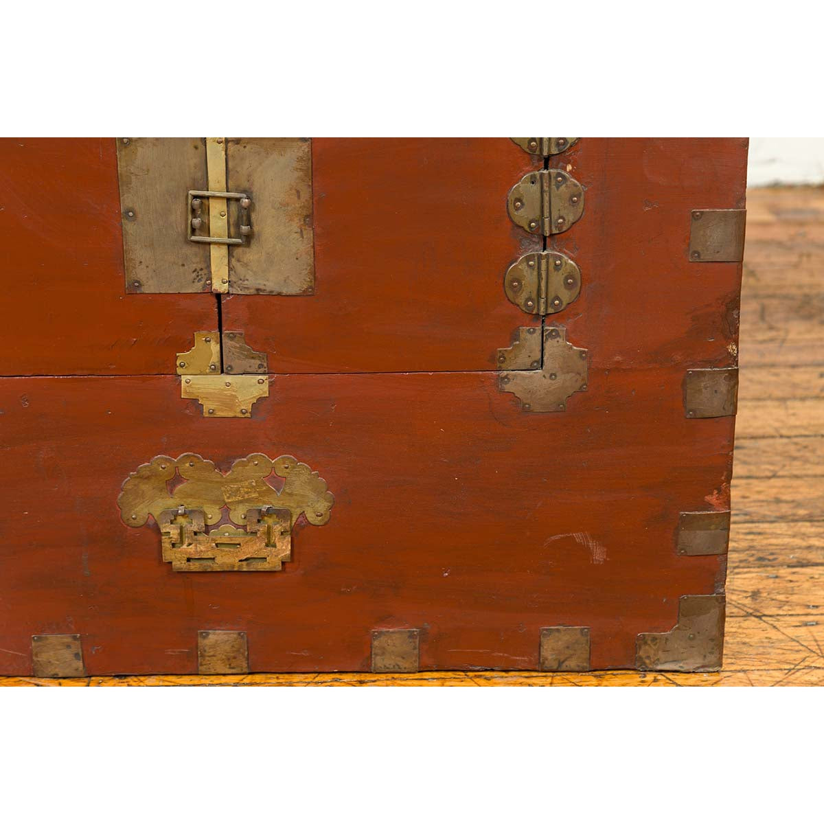 Korean Early 20th Century Chest with Double Doors and Traditional Brass Hardware-12. Asian & Chinese Furniture, Art, Antiques, Vintage Home Décor for sale at FEA Home