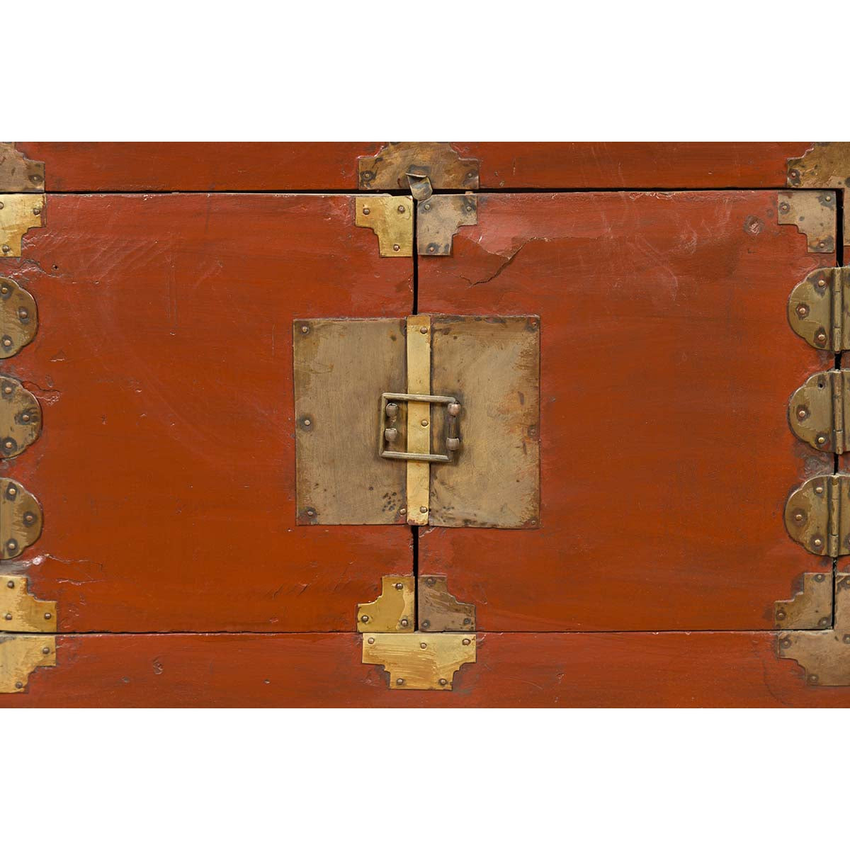 Korean Early 20th Century Chest with Double Doors and Traditional Brass Hardware-13. Asian & Chinese Furniture, Art, Antiques, Vintage Home Décor for sale at FEA Home