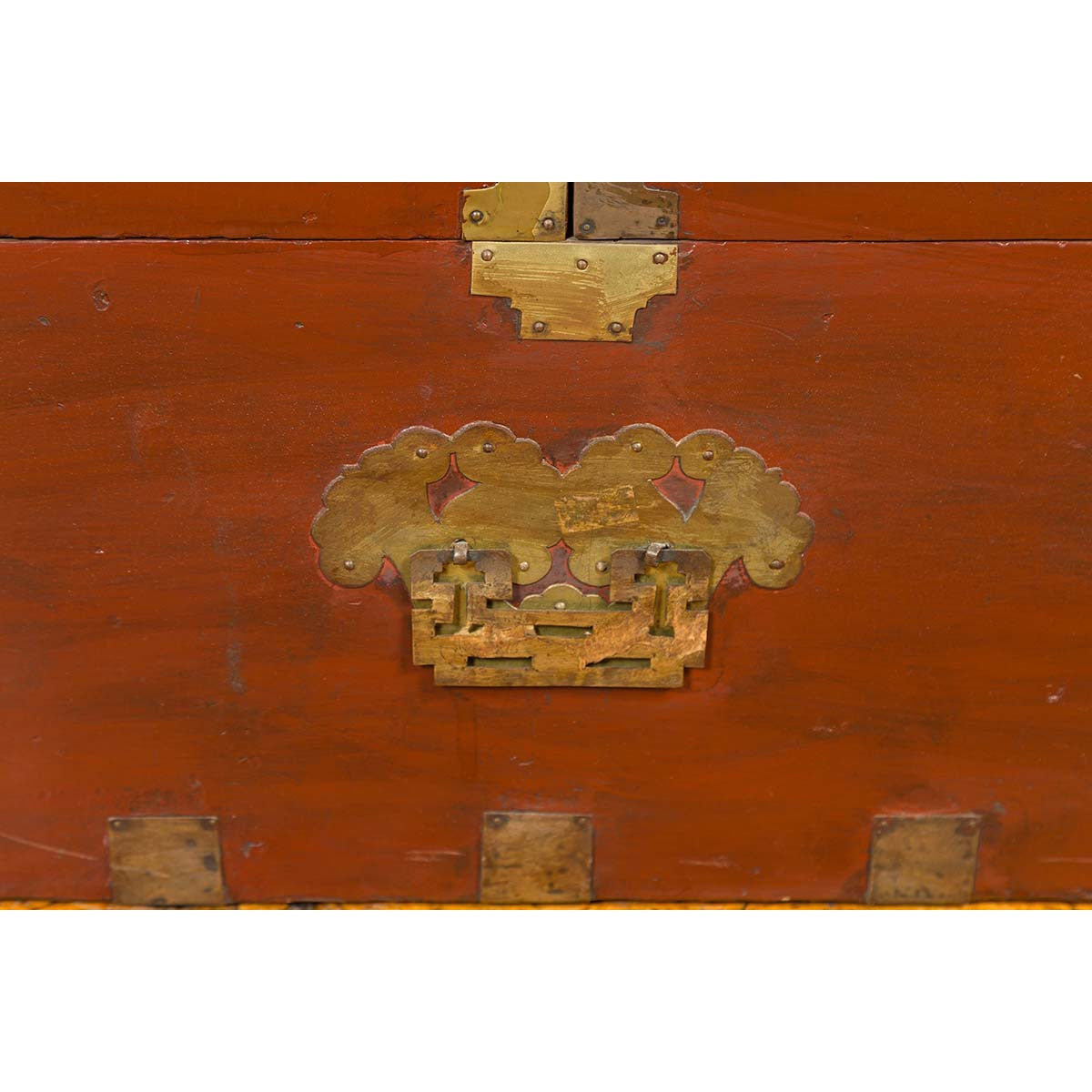 Korean Early 20th Century Chest with Double Doors and Traditional Brass Hardware-14. Asian & Chinese Furniture, Art, Antiques, Vintage Home Décor for sale at FEA Home