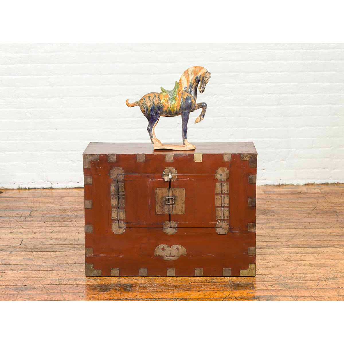 Korean Early 20th Century Chest with Double Doors and Traditional Brass Hardware-3. Asian & Chinese Furniture, Art, Antiques, Vintage Home Décor for sale at FEA Home