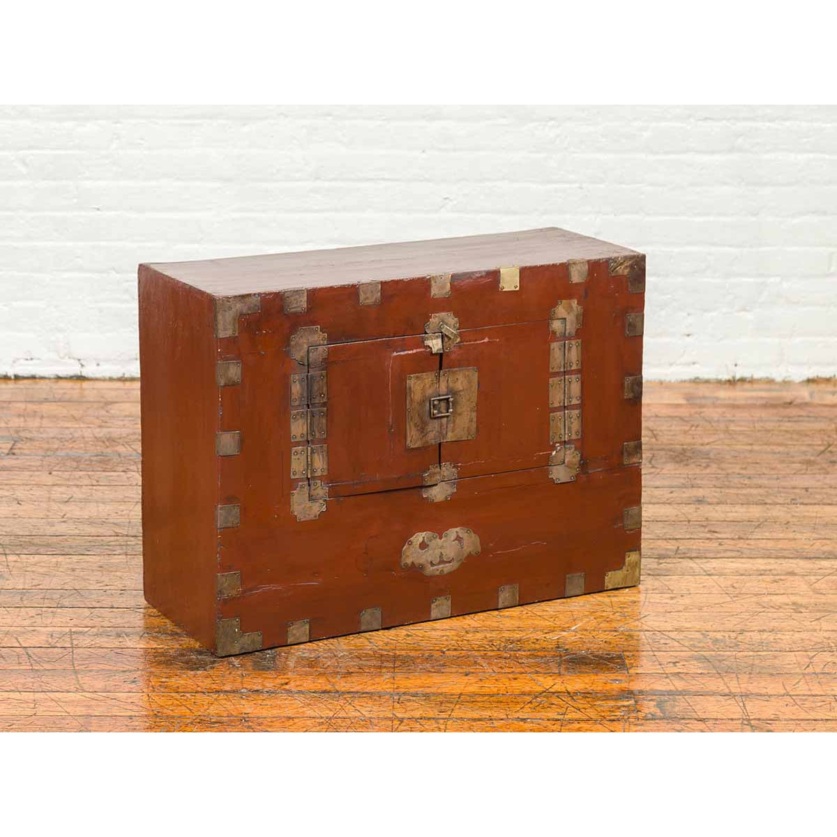 Korean Early 20th Century Chest with Double Doors and Traditional Brass Hardware-11. Asian & Chinese Furniture, Art, Antiques, Vintage Home Décor for sale at FEA Home