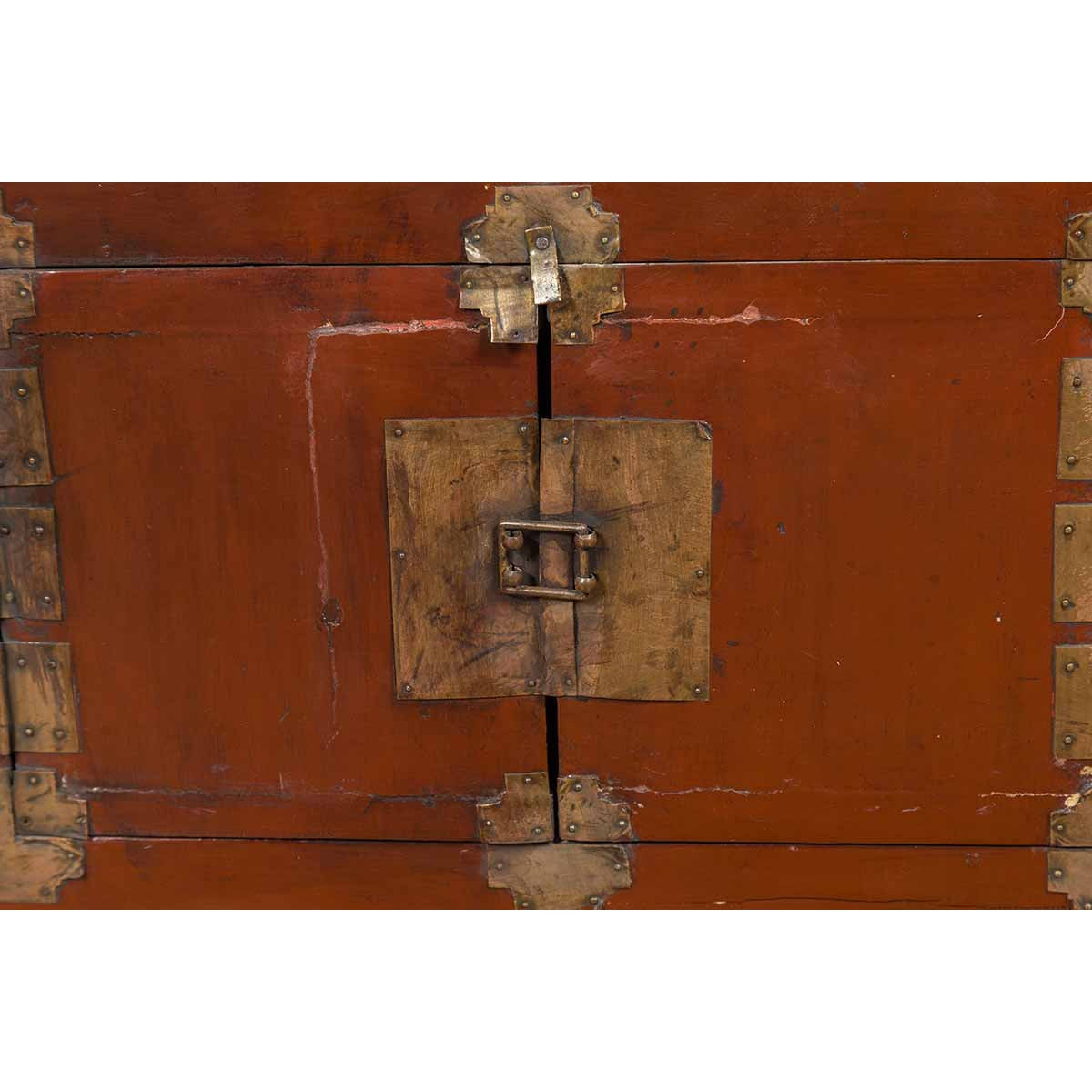 Korean Early 20th Century Chest with Double Doors and Traditional Brass Hardware-8. Asian & Chinese Furniture, Art, Antiques, Vintage Home Décor for sale at FEA Home