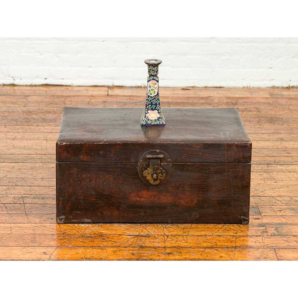 Chinese Qing Dynasty Camphor Blanket Chest with Distressed Patina and Brass Lock-7. Asian & Chinese Furniture, Art, Antiques, Vintage Home Décor for sale at FEA Home