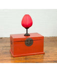 Chinese 19th Century Qing Dynasty Red Lacquered Blanket Chest with Iron Hardware-3. Asian & Chinese Furniture, Art, Antiques, Vintage Home Décor for sale at FEA Home
