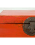 Chinese 19th Century Qing Dynasty Red Lacquered Blanket Chest with Iron Hardware-5. Asian & Chinese Furniture, Art, Antiques, Vintage Home Décor for sale at FEA Home