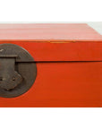 Chinese 19th Century Qing Dynasty Red Lacquered Blanket Chest with Iron Hardware-6. Asian & Chinese Furniture, Art, Antiques, Vintage Home Décor for sale at FEA Home