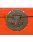 Chinese 19th Century Qing Dynasty Red Lacquered Blanket Chest with Iron Hardware-9. Asian & Chinese Furniture, Art, Antiques, Vintage Home Décor for sale at FEA Home