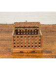 Rustic Indian Antique Food Box with Pierced Star Motifs and Bracketed Plinth-13. Asian & Chinese Furniture, Art, Antiques, Vintage Home Décor for sale at FEA Home