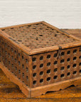 Rustic Indian Antique Food Box with Pierced Star Motifs and Bracketed Plinth-2. Asian & Chinese Furniture, Art, Antiques, Vintage Home Décor for sale at FEA Home