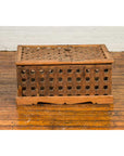 Rustic Indian Antique Food Box with Pierced Star Motifs and Bracketed Plinth-3. Asian & Chinese Furniture, Art, Antiques, Vintage Home Décor for sale at FEA Home