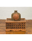 Rustic Indian Antique Food Box with Pierced Star Motifs and Bracketed Plinth-5. Asian & Chinese Furniture, Art, Antiques, Vintage Home Décor for sale at FEA Home