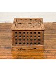 Rustic Indian Antique Food Box with Pierced Star Motifs and Bracketed Plinth-15. Asian & Chinese Furniture, Art, Antiques, Vintage Home Décor for sale at FEA Home