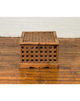 Rustic Indian Antique Food Box with Pierced Star Motifs and Bracketed Plinth-16. Asian & Chinese Furniture, Art, Antiques, Vintage Home Décor for sale at FEA Home
