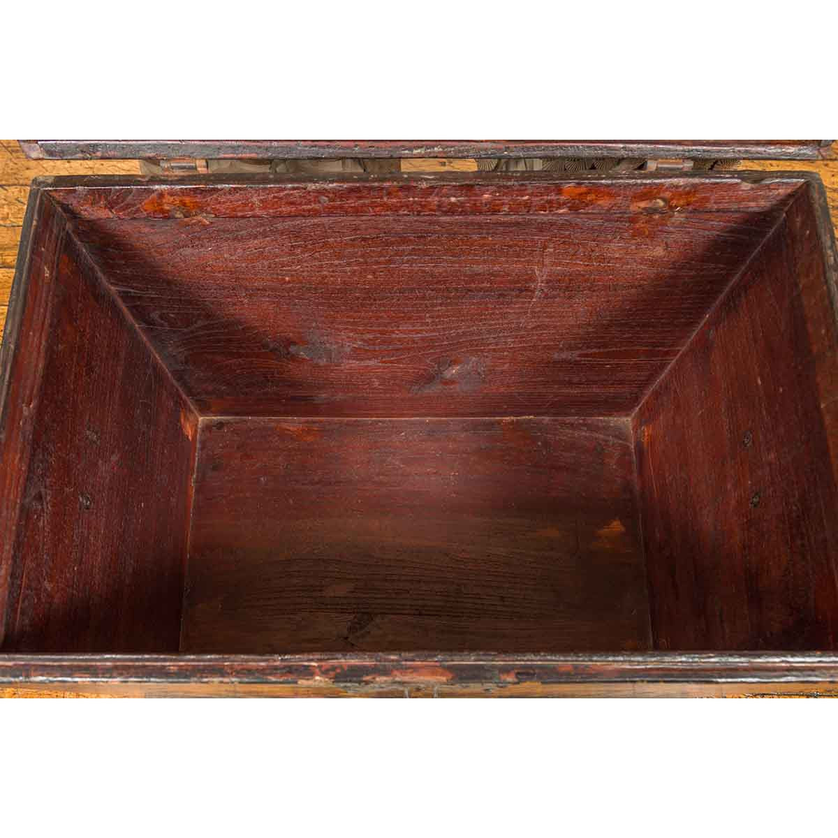 Chinese Antique Black Lacquered Dowry Chest with Polychrome Ceremonial Figures-14. Asian & Chinese Furniture, Art, Antiques, Vintage Home Décor for sale at FEA Home
