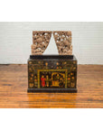 Chinese Antique Black Lacquered Dowry Chest with Polychrome Ceremonial Figures-4. Asian & Chinese Furniture, Art, Antiques, Vintage Home Décor for sale at FEA Home
