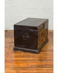 Chinese Antique Black Lacquered Dowry Chest with Polychrome Ceremonial Figures-5. Asian & Chinese Furniture, Art, Antiques, Vintage Home Décor for sale at FEA Home