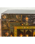 Chinese Antique Black Lacquered Dowry Chest with Polychrome Ceremonial Figures-8. Asian & Chinese Furniture, Art, Antiques, Vintage Home Décor for sale at FEA Home