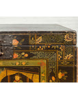 Chinese Antique Black Lacquered Dowry Chest with Polychrome Ceremonial Figures-9. Asian & Chinese Furniture, Art, Antiques, Vintage Home Décor for sale at FEA Home