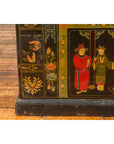 Chinese Antique Black Lacquered Dowry Chest with Polychrome Ceremonial Figures-10. Asian & Chinese Furniture, Art, Antiques, Vintage Home Décor for sale at FEA Home