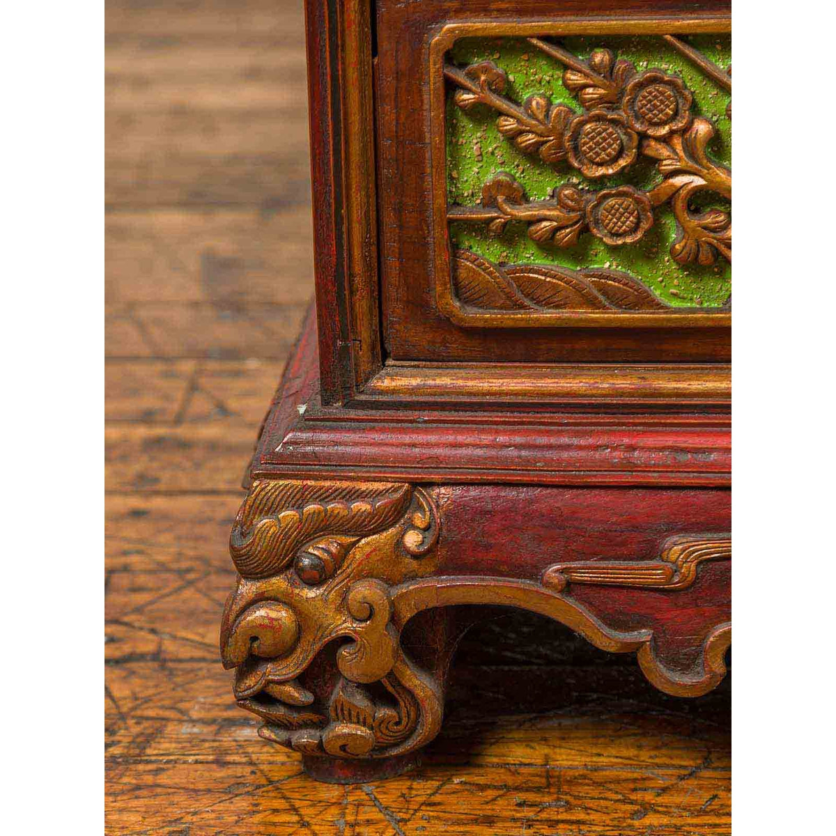 19th Century Madurese Polychrome Three-Drawer Dresser with Carved Floral Motif-16. Asian & Chinese Furniture, Art, Antiques, Vintage Home Décor for sale at FEA Home