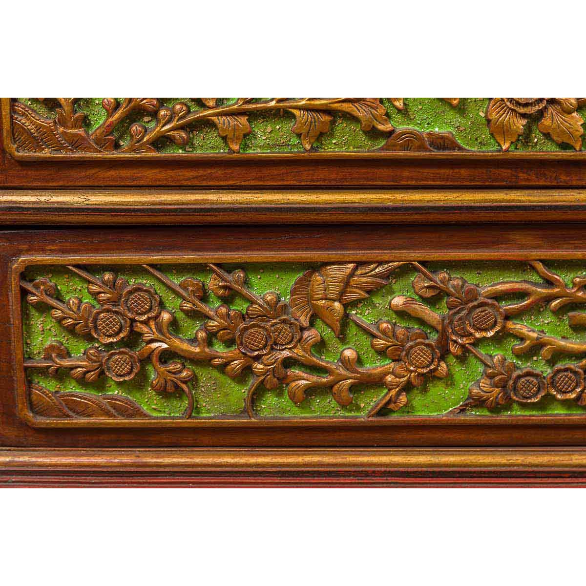 19th Century Madurese Polychrome Three-Drawer Dresser with Carved Floral Motif-11. Asian & Chinese Furniture, Art, Antiques, Vintage Home Décor for sale at FEA Home