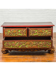 19th Century Madurese Polychrome Three-Drawer Dresser with Carved Floral Motif-4. Asian & Chinese Furniture, Art, Antiques, Vintage Home Décor for sale at FEA Home