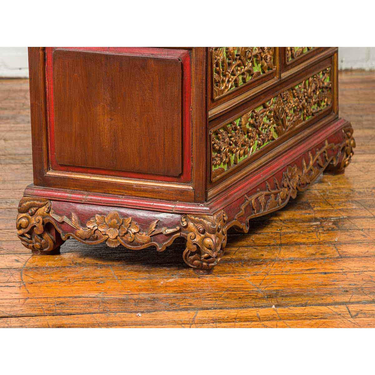 19th Century Madurese Polychrome Three-Drawer Dresser with Carved Floral Motif-15. Asian & Chinese Furniture, Art, Antiques, Vintage Home Décor for sale at FEA Home
