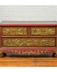 19th Century Madurese Polychrome Three-Drawer Dresser with Carved Floral Motif-2. Asian & Chinese Furniture, Art, Antiques, Vintage Home Décor for sale at FEA Home