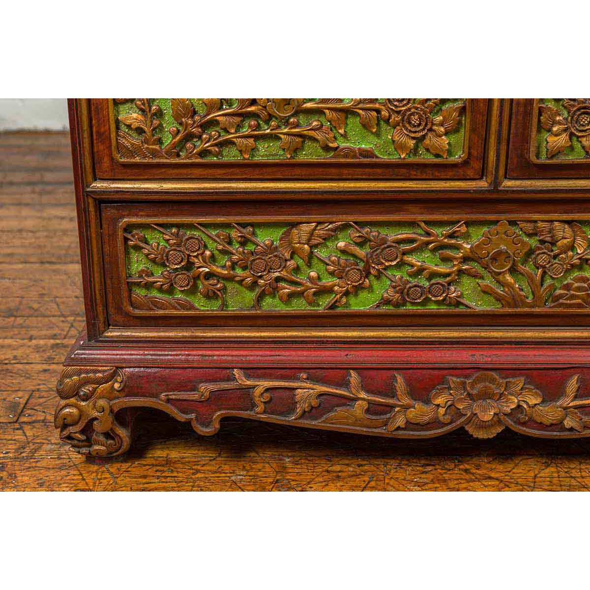19th Century Madurese Polychrome Three-Drawer Dresser with Carved Floral Motif-12. Asian & Chinese Furniture, Art, Antiques, Vintage Home Décor for sale at FEA Home
