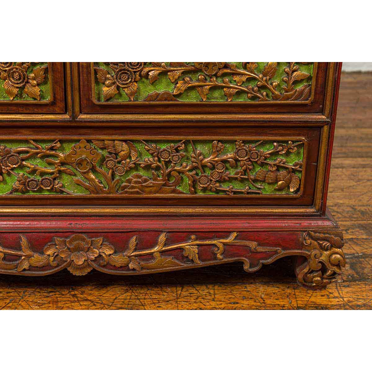 19th Century Madurese Polychrome Three-Drawer Dresser with Carved Floral Motif-13. Asian & Chinese Furniture, Art, Antiques, Vintage Home Décor for sale at FEA Home
