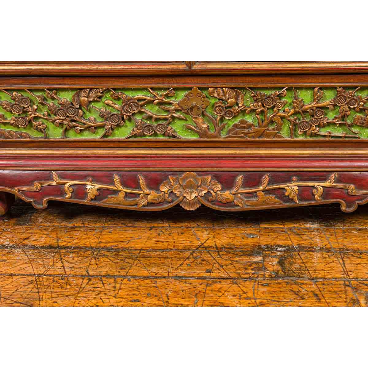 19th Century Madurese Polychrome Three-Drawer Dresser with Carved Floral Motif-11. Asian & Chinese Furniture, Art, Antiques, Vintage Home Décor for sale at FEA Home