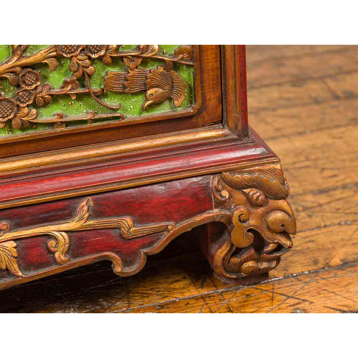 19th Century Madurese Polychrome Three-Drawer Dresser with Carved Floral Motif-13. Asian & Chinese Furniture, Art, Antiques, Vintage Home Décor for sale at FEA Home