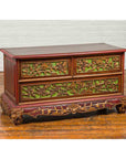 19th Century Madurese Polychrome Three-Drawer Dresser with Carved Floral Motif-6. Asian & Chinese Furniture, Art, Antiques, Vintage Home Décor for sale at FEA Home