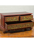 19th Century Madurese Polychrome Three-Drawer Dresser with Carved Floral Motif-4. Asian & Chinese Furniture, Art, Antiques, Vintage Home Décor for sale at FEA Home