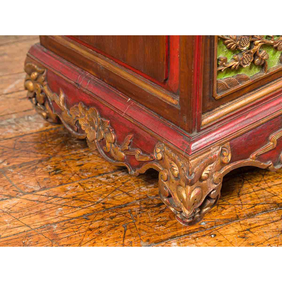 19th Century Madurese Polychrome Three-Drawer Dresser with Carved Floral Motif-14. Asian & Chinese Furniture, Art, Antiques, Vintage Home Décor for sale at FEA Home