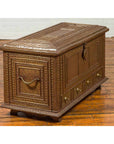 Antique Indian Blanket Chest with Bronze Sheathing, Geometric Patterns and Studs-6. Asian & Chinese Furniture, Art, Antiques, Vintage Home Décor for sale at FEA Home