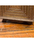 Antique Indian Blanket Chest with Bronze Sheathing, Geometric Patterns and Studs-7. Asian & Chinese Furniture, Art, Antiques, Vintage Home Décor for sale at FEA Home