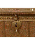 Antique Indian Blanket Chest with Bronze Sheathing, Geometric Patterns and Studs-11. Asian & Chinese Furniture, Art, Antiques, Vintage Home Décor for sale at FEA Home