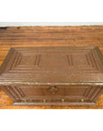 Antique Indian Blanket Chest with Bronze Sheathing, Geometric Patterns and Studs-16. Asian & Chinese Furniture, Art, Antiques, Vintage Home Décor for sale at FEA Home