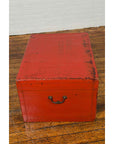 Vintage Chinese Distressed Red Lacquered Blanket Chest with Bronze Hardware-7. Asian & Chinese Furniture, Art, Antiques, Vintage Home Décor for sale at FEA Home