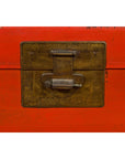 Vintage Chinese Distressed Red Lacquered Blanket Chest with Bronze Hardware-11. Asian & Chinese Furniture, Art, Antiques, Vintage Home Décor for sale at FEA Home