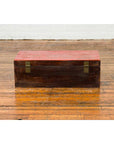 Chinese Vintage Red Lacquered Box with Golden Motifs and Bronze Hardware-10. Asian & Chinese Furniture, Art, Antiques, Vintage Home Décor for sale at FEA Home