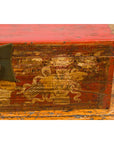 Chinese Vintage Red Lacquered Box with Golden Motifs and Bronze Hardware-6. Asian & Chinese Furniture, Art, Antiques, Vintage Home Décor for sale at FEA Home